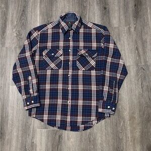 High Sierra Mervyns Flannel Plaid Shirt Men S Red Blue Long Sleeve Korea Vtg 90s